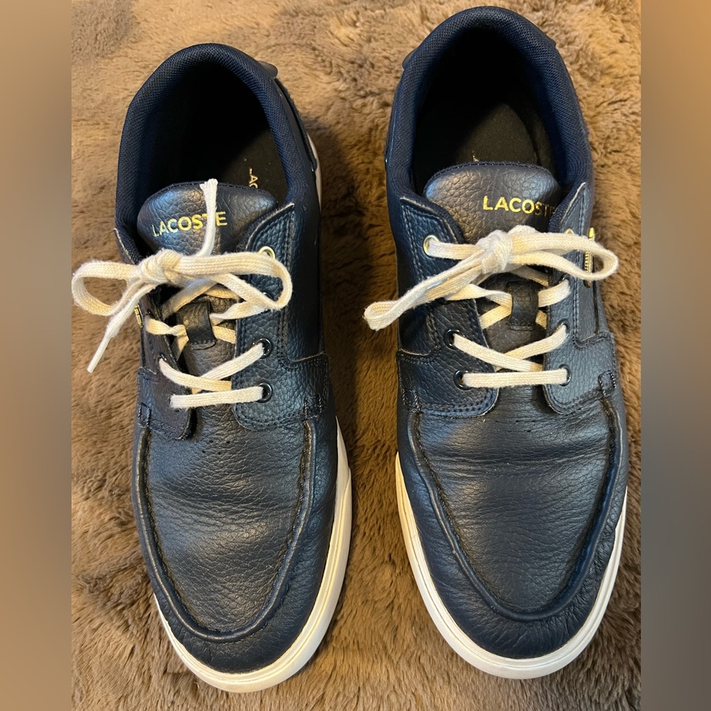 Lacoste Men's Navy Leather Shoes Size 10.5 - Picture 2 of 7